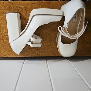 Steve Madden Twice Bone Patent Platform Mary Jane Pumps